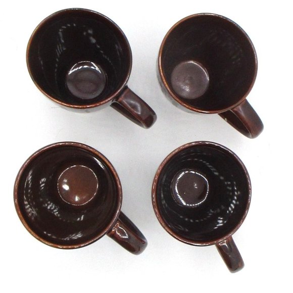 Joseph Abboud Mahogany Brown Ceramic Mugs With Drip Glaze Finish Set of 4 kit - Picture 3 of 5